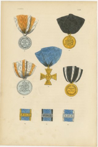 Prussian Medals, For Rescue from Danger and Service Bars, Plate LXIII, 1844, view 2