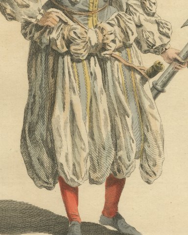German Officer with Battle Axe in Plumed Cap and Full Breeches, 1588, 1757, close-up 2