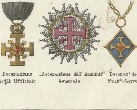 Knight Templar on Horseback and Badges of the Holy Sepulchre, 1842, close-up 2