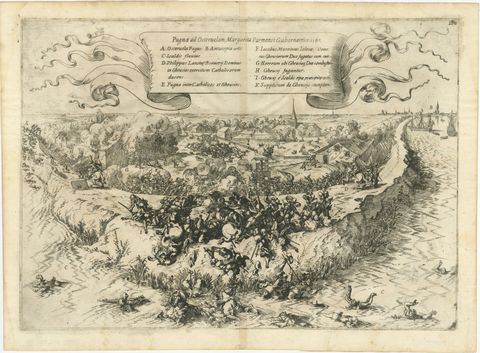 First Sparks of the Eighty Years' War in Oosterweel in 1567, Engraved in 1632, view 2
