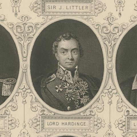 Antique British Military Portrait Print, Sikh War Generals, c.1850, close-up 4