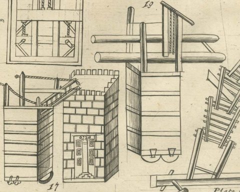 Roman Siege Relief with a Ram, Siege Towers and Engines, Montfaucon, 1722, close-up 2
