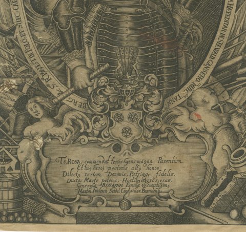 Reinhold de Rosa, Military Commander in Armor, Copper Engraving, circa 1670, close-up 2