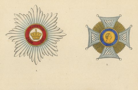 Orders of Württemberg, Crown Star and King Frederick Cross, Plate LXXXVI, 1844, close-up 1