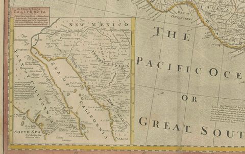 Rare Antique Wall-Map of North America: French and Indian War Boundaries, 1793, close-up 1
