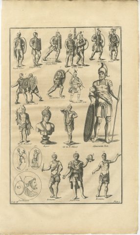 Roman Legionaries, Helmets and Gems from Trajan's Column, Montfaucon, 1722, view 2