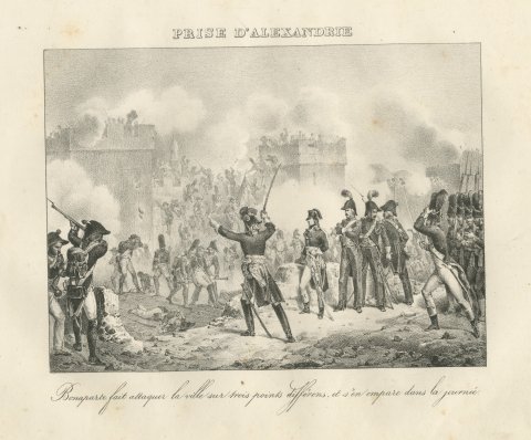 The Taking of Alexandria, Egypt Campaign, Antique Madou Lithograph, 1827