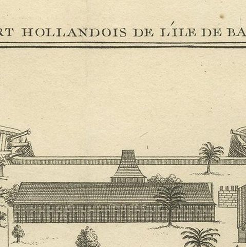 Antique Print of the Dutch Fort on Banda by Tardieu 'circa 1750', close-up 1