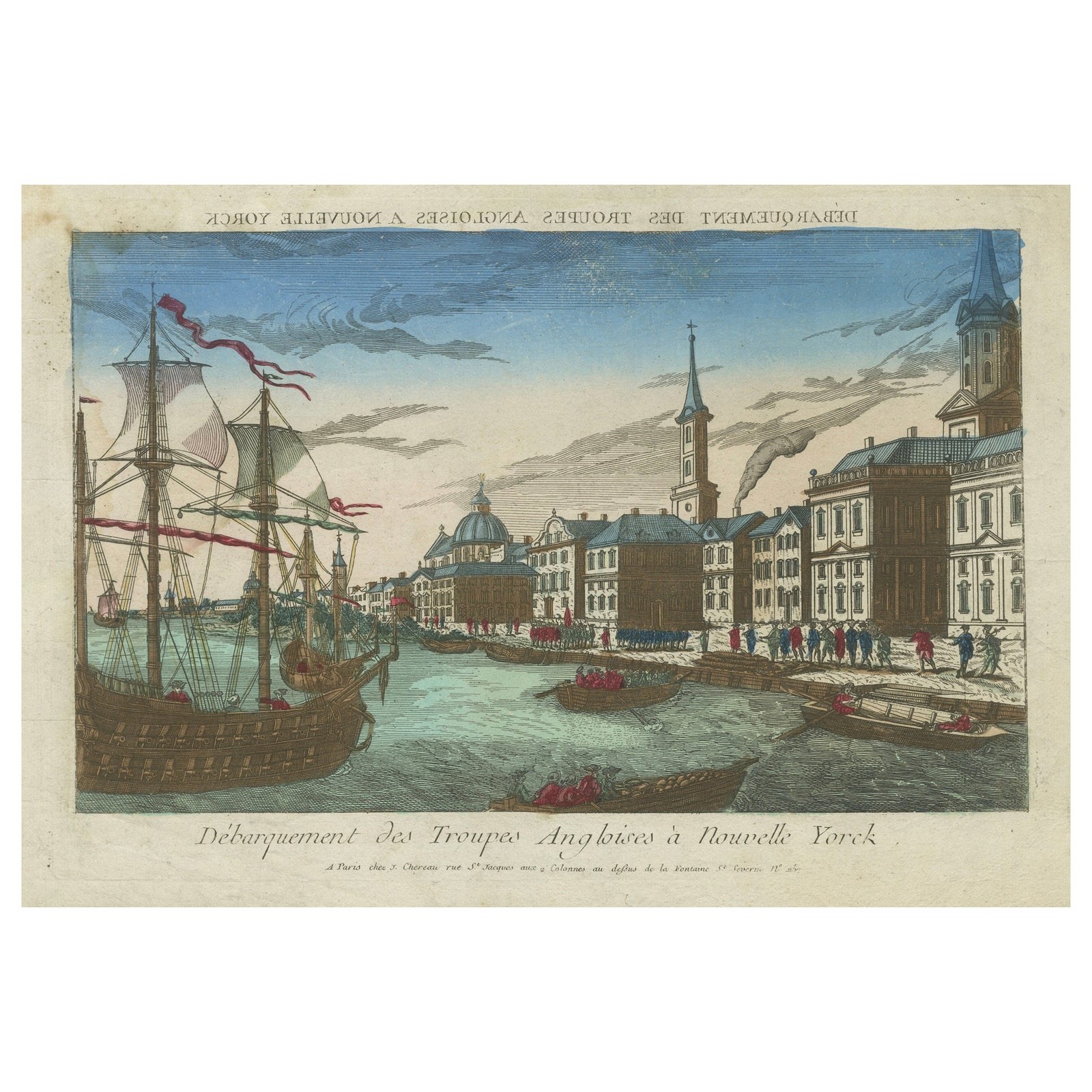 Landing of the British Troops in New York, Hand-Colored Optical View, ca. 1776