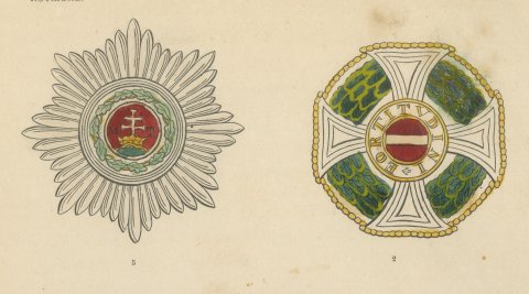 Orders of Austria, Golden Fleece and Saint Stephen, Plate III, 1844, close-up 1