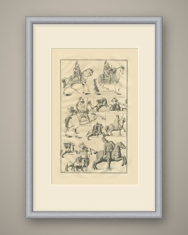 Roman Horsemen in Scale Armor, Trajan's Column and Theodosian Pillar, 1722, shown framed