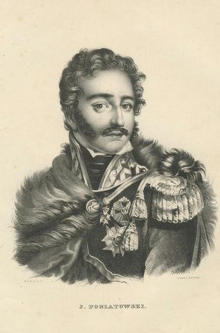 Heroic Portrait of Polish General J. Poniatowski, 1836 Lithograph, close-up 1