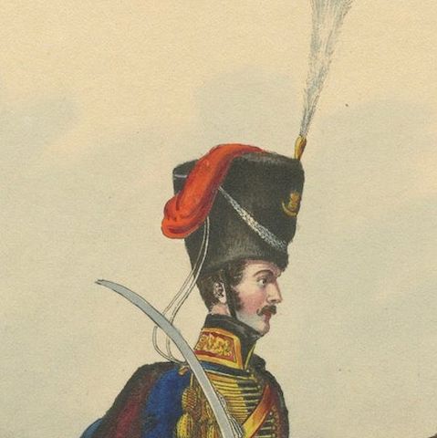 Hanoverian Guard Hussar Officer Elegance, 19th Century Military Print, close-up 3