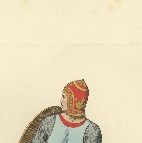 Antique Print of a Milanese Soldier, 15th Century, by Bonnard, 1860, close-up 1