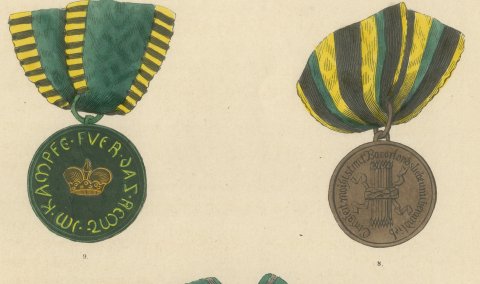 Saxony Ernestine Line, Defender of the Fatherland Medals, Plate LXXVI, 1844, close-up 1