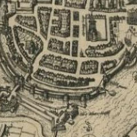 Antique Plan of Grave, The Netherlands, Showing the Siege of Grave in 1602, close-up 2