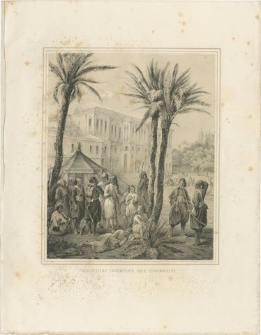 Antique Egyptian Infantry Guard Scene from Maximilian in Bavaria, 1846, view 2