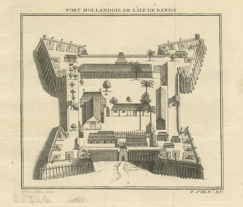 Antique Print of the Dutch Fort on Banda by Tardieu 'circa 1750', view 2