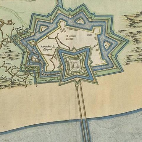 Antique Plan of Fort Mardyck Mardijk, France by S. Beaulieu, 1649, close-up 2