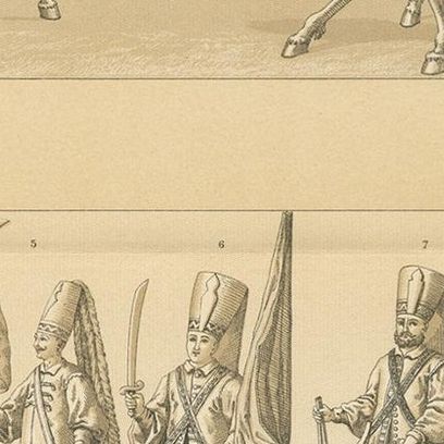 Antique Print of Polish Battle Costumes Racinet, 'circa 1880', close-up 2