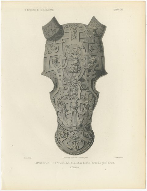 Sixteenth Century Chanfron, Soltykoff Collection, Antique Print, 1851, view 2