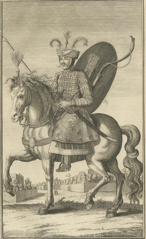 Mounted Persian Soldier, Safavid Military Costume, c.1730, close-up 6