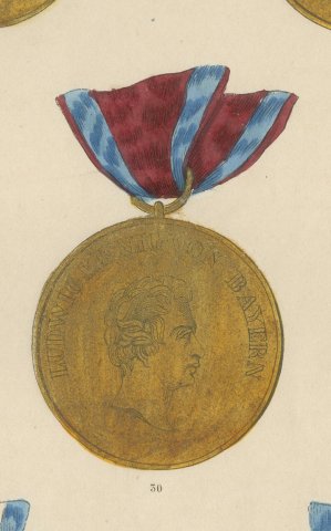 Bavarian Medals, Maximilian Joseph and Ludwig, Bravery Medal, Plate XIII, 1844, close-up 2
