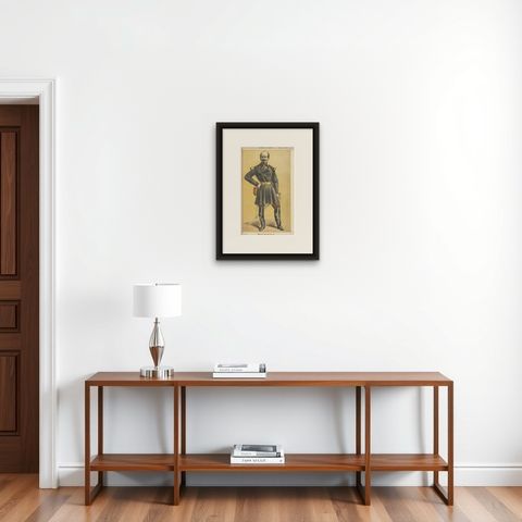 French Military Figure, Vanity Fair Men of the Day No. 10, 1870, shown framed on a wall