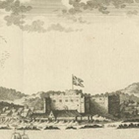 Antique Print of the Fort William at Anomabu, Central Region, Ghana, 1748, close-up 1