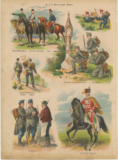 Set of 10 Antique Military Costume Prints, view 11
