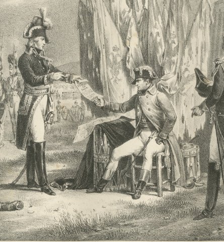 Convention of Alessandria, Melas Yields, Antique Madou Lithograph, 1827, close-up 3