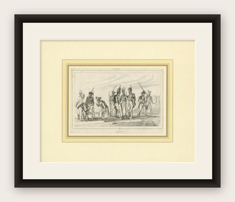 Antique Print of the Swedish Infantry, C.1870, shown framed