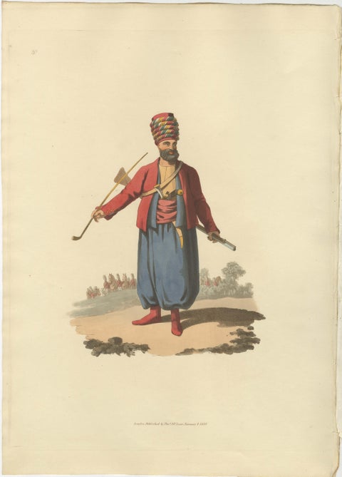 Antique Print of an Spahi, from The Military Costume of Turkey 1818, view 2