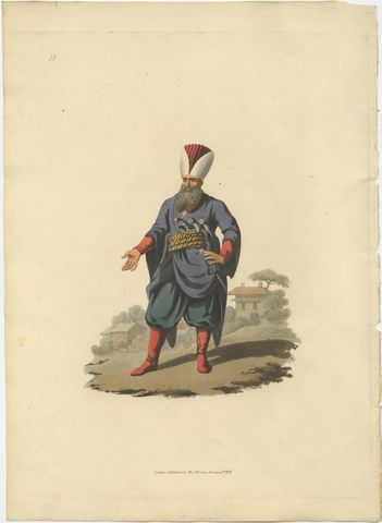 Antique Print of Police Officer, Hand-Colored Aquatint, 1818, Folio, view 2