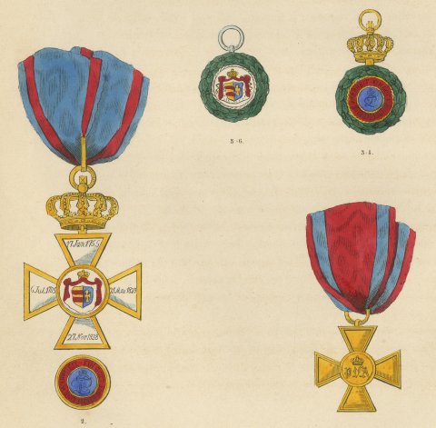 Orders of Oldenburg, House and Merit Order of Duke Peter, Plate L, 1844, close-up 2