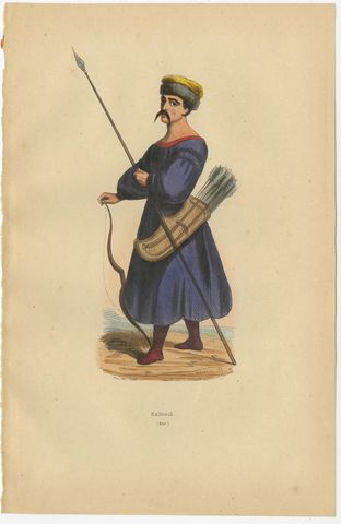 Traditional Archery and Infantry Gear: Kyrgyz and Kalmyk Warriors, 1844, view 3