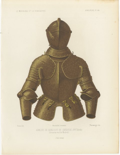 Armor of Gonzalo de Córdoba, Madrid Armory, Antique Print, 1851, view 2