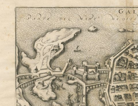 Gallipoli Fortifications: A 1688 Engraved Bird’s-Eye Map by Mattheus Merian, close-up 2