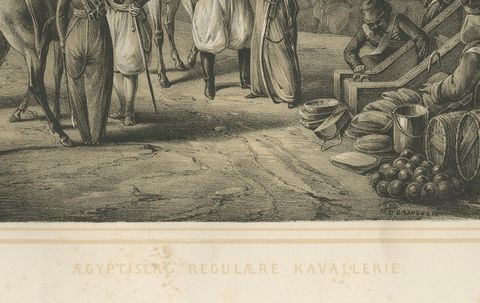 Antique Egyptian Regular Cavalry on the Nile from Maximilian in Bavaria, 1846, close-up 2