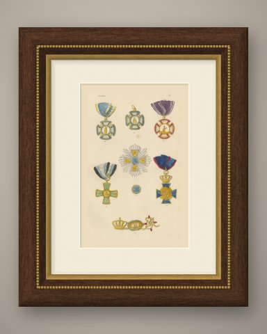 Orders of Bavaria, Order of Saint Michael and Other Crosses, Plate XI, 1844, shown framed