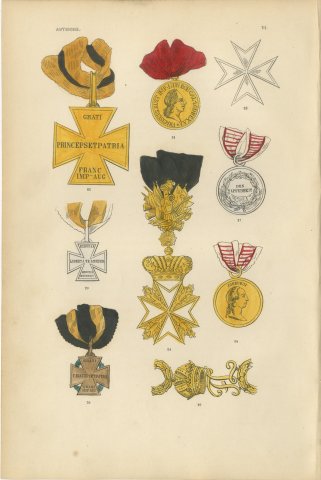 Orders of Austria, Campaign Crosses and Medals, Plate VI, Wood Engraving, 1844, view 2