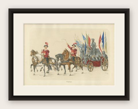 Triumphal Chariot, A Grand Display of Conquered Armor and Banners, 1855, shown framed