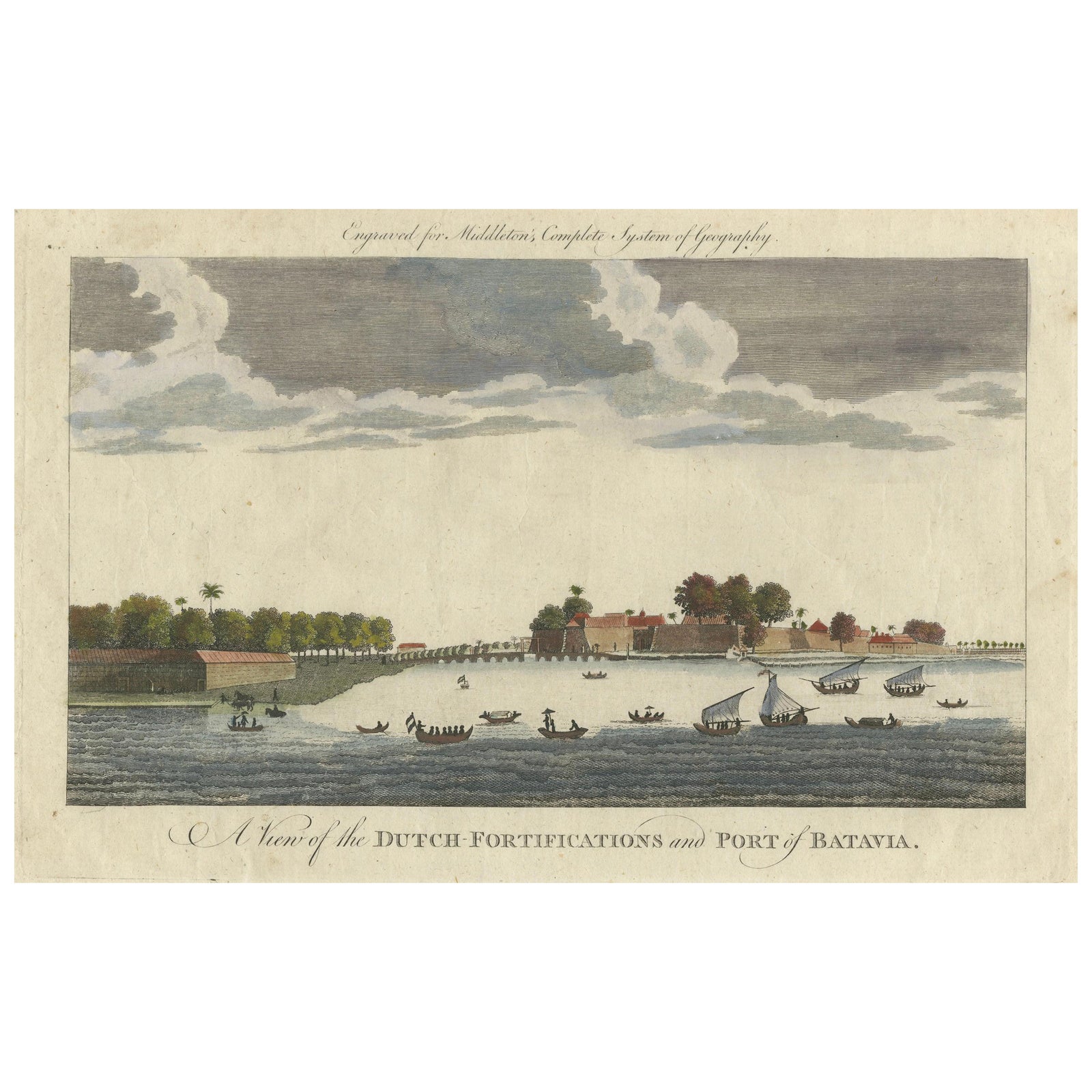 1778 View of the Dutch Fortifications and Port of Batavia, Now Jakarta