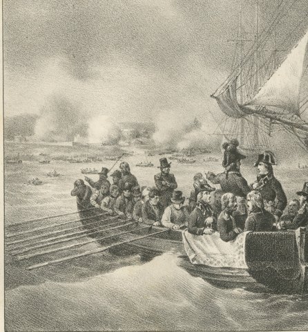 The Taking of Malta, Grand Master Refuses, Antique Madou Lithograph, 1827, close-up 1