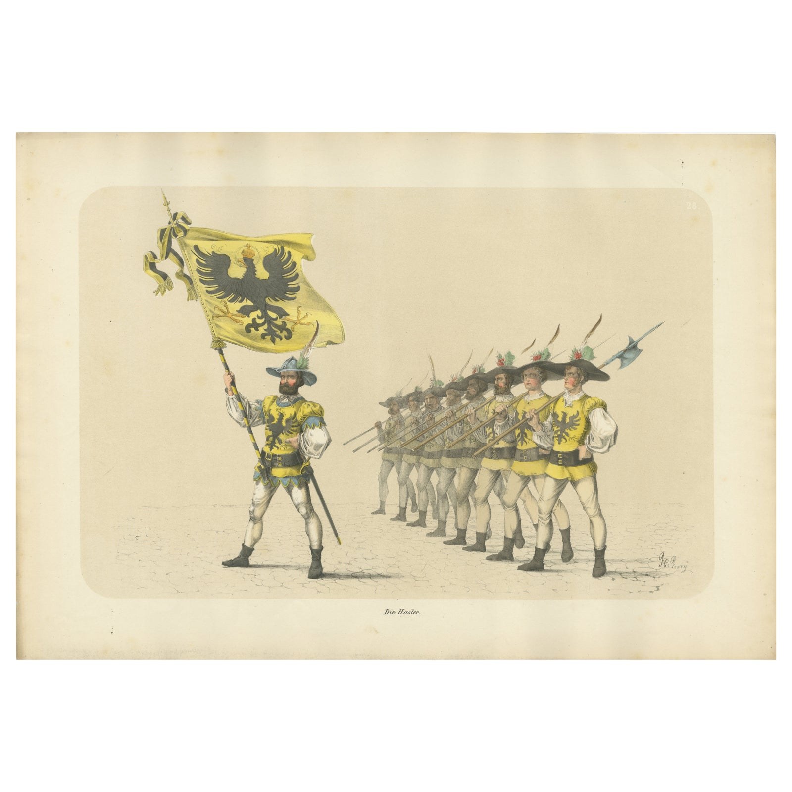 March of the Imperial Guards in the Bernese Festive Procession, 1855 Lithograph