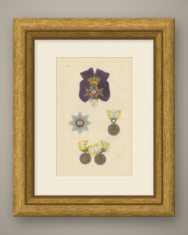 Hanover, King's German Legion Medal, Plate XL, Wood Engraving, 1844, shown framed