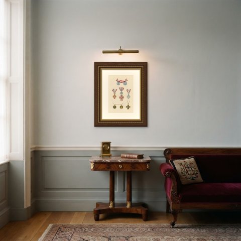 Orders of Denmark, Dannebrog Crosses and Long Service Medals, Plate XX, 1844, shown framed in a room