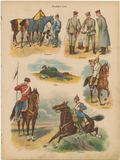 Set of 10 Antique Military Costume Prints, view 9