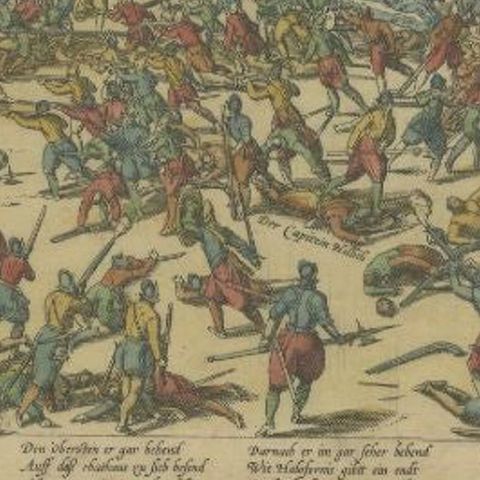 Antique Print of the Battle with Troops of William of Orange in Amsterdam, close-up 2