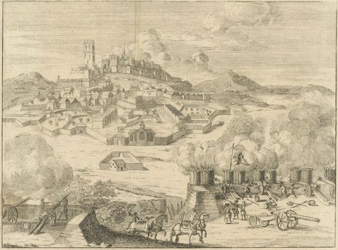 Siege of Alburquerque near Elvas, War of Spanish Succession Engraving, c.1710, close-up 2